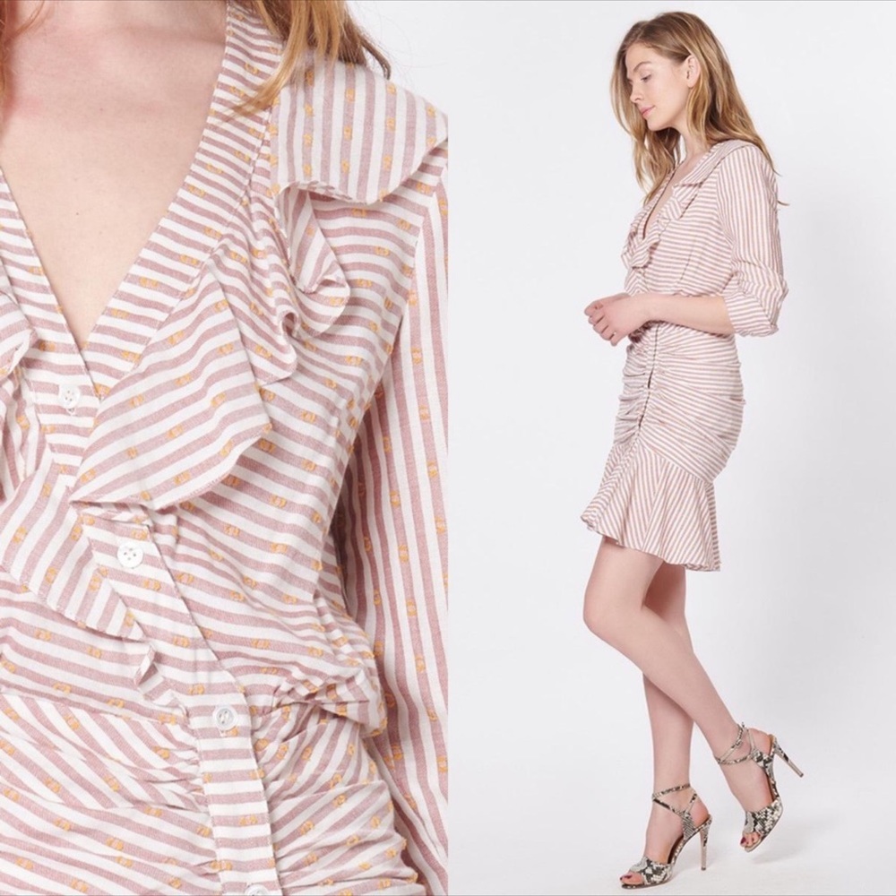 Veronica Beard Kai Striped Ruffle Button Dress Sz… - image 2